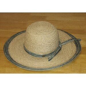 Cov-ver Urban SUN HAT Woven Natural Fiber  Beige & Black Excellent Condition